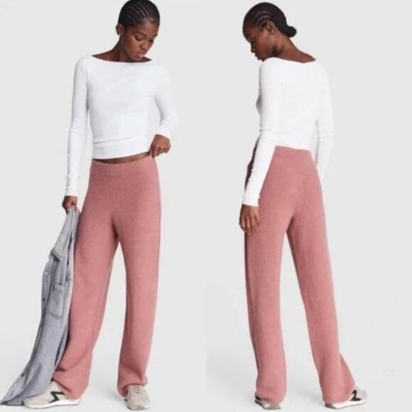 NWT Rag & Bone Elsa Wide Leg Mauve Pink High Waisted Lounge Wool Blend Pants